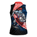Newcastle Knights Rugby Women Sleeveless Polo Shirt Tribal Polynesian Power Art - Lightning Mascot