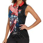 Newcastle Knights Rugby Women Sleeveless Polo Shirt Tribal Polynesian Power Art - Lightning Mascot