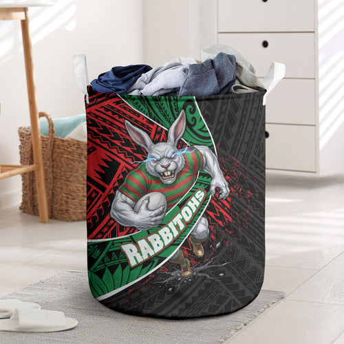 South Sydney Rabbitohs Rugby Laundry Basket Tribal Polynesian Power Art - Lightning Mascot