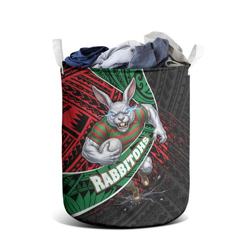 South Sydney Rabbitohs Rugby Laundry Basket Tribal Polynesian Power Art - Lightning Mascot
