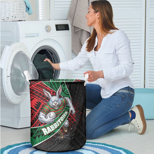 South Sydney Rabbitohs Rugby Laundry Basket Tribal Polynesian Power Art - Lightning Mascot