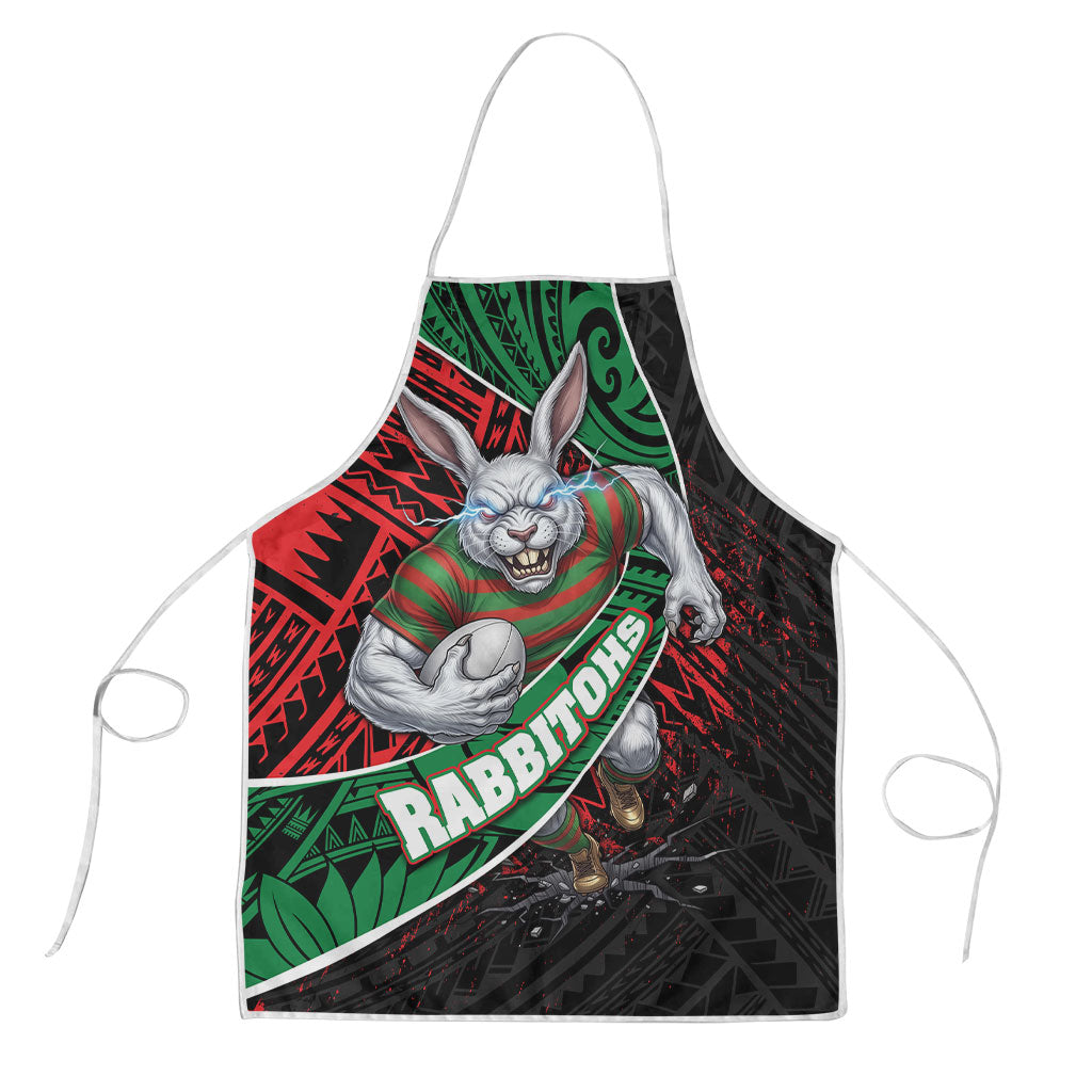 South Sydney Rabbitohs Rugby Apron Tribal Polynesian Power Art - Lightning Mascot