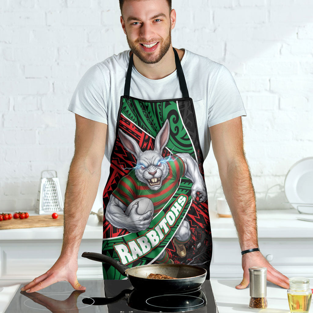 South Sydney Rabbitohs Rugby Apron Tribal Polynesian Power Art - Lightning Mascot