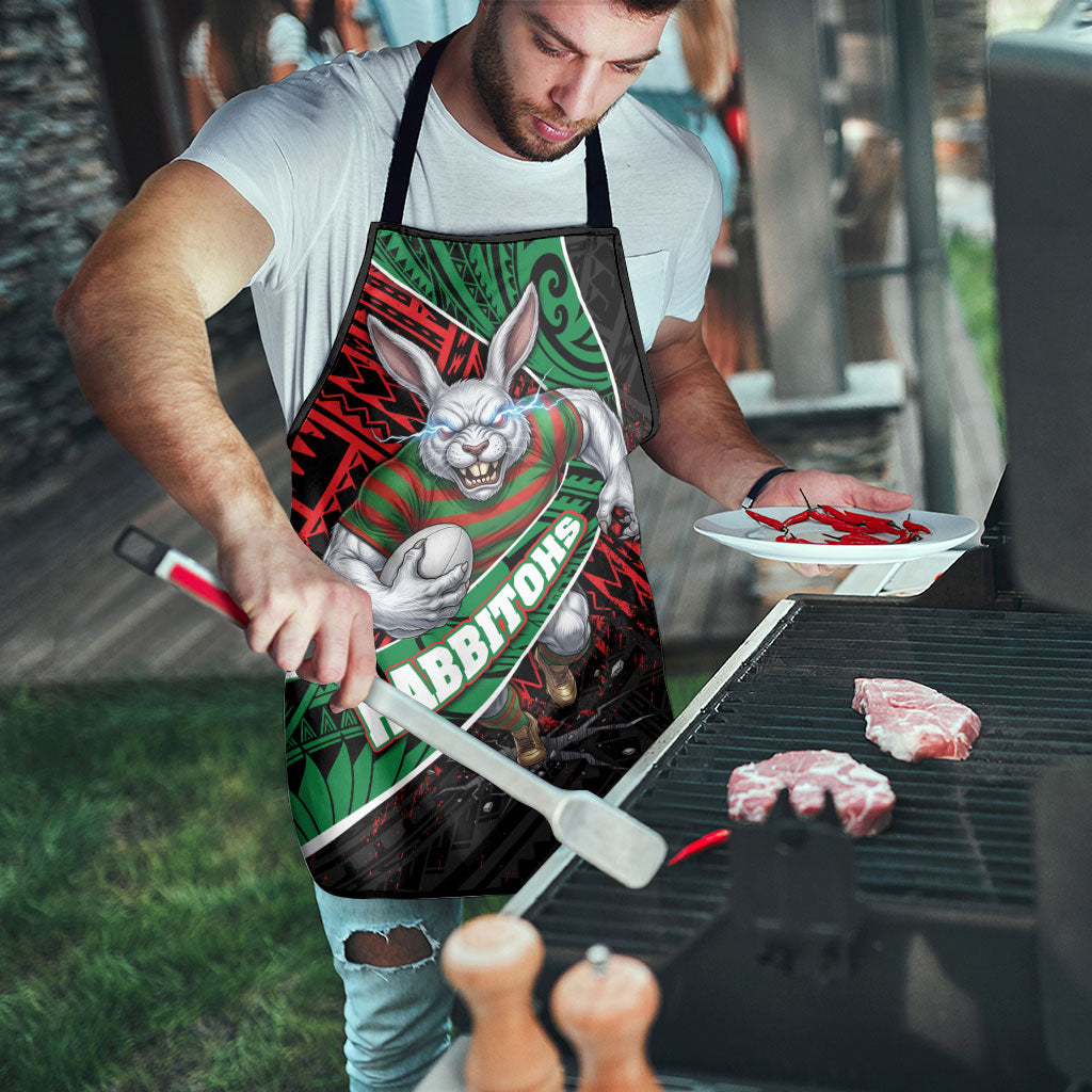 South Sydney Rabbitohs Rugby Apron Tribal Polynesian Power Art - Lightning Mascot