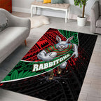 South Sydney Rabbitohs Rugby Area Rug Tribal Polynesian Power Art - Lightning Mascot