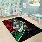 South Sydney Rabbitohs Rugby Area Rug Tribal Polynesian Power Art - Lightning Mascot