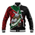South Sydney Rabbitohs Rugby Baseball Jacket Tribal Polynesian Power Art - Lightning Mascot