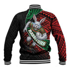 South Sydney Rabbitohs Rugby Baseball Jacket Tribal Polynesian Power Art - Lightning Mascot