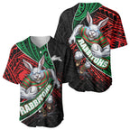 South Sydney Rabbitohs Rugby Baseball Jersey Tribal Polynesian Power Art - Lightning Mascot