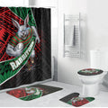 South Sydney Rabbitohs Rugby Bathroom Set Tribal Polynesian Power Art - Lightning Mascot
