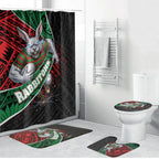 South Sydney Rabbitohs Rugby Bathroom Set Tribal Polynesian Power Art - Lightning Mascot