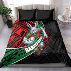 South Sydney Rabbitohs Rugby Bedding Set Tribal Polynesian Power Art - Lightning Mascot