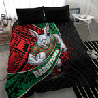 South Sydney Rabbitohs Rugby Bedding Set Tribal Polynesian Power Art - Lightning Mascot