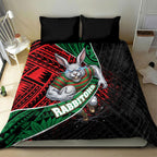 South Sydney Rabbitohs Rugby Bedding Set Tribal Polynesian Power Art - Lightning Mascot