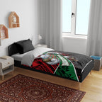 South Sydney Rabbitohs Rugby Bedding Set Tribal Polynesian Power Art - Lightning Mascot