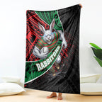 South Sydney Rabbitohs Rugby Blanket Tribal Polynesian Power Art - Lightning Mascot