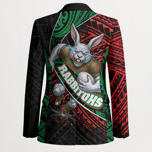South Sydney Rabbitohs Rugby Blazer Tribal Polynesian Power Art - Lightning Mascot