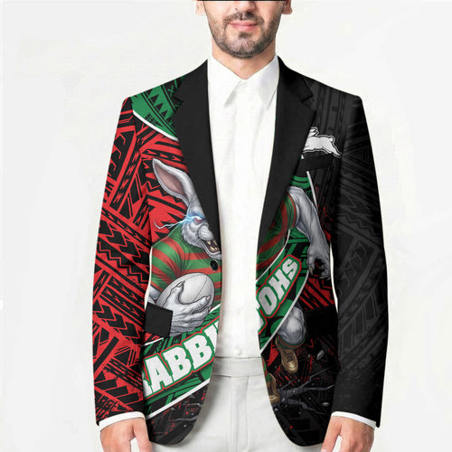 South Sydney Rabbitohs Rugby Blazer Tribal Polynesian Power Art - Lightning Mascot