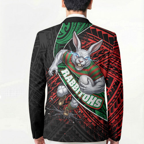 South Sydney Rabbitohs Rugby Blazer Tribal Polynesian Power Art - Lightning Mascot