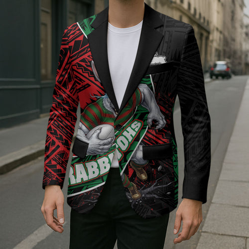 South Sydney Rabbitohs Rugby Blazer Tribal Polynesian Power Art - Lightning Mascot