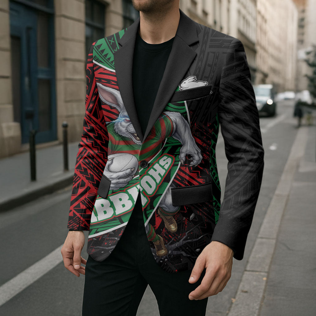 South Sydney Rabbitohs Rugby Blazer Tribal Polynesian Power Art - Lightning Mascot