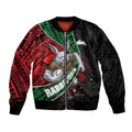 South Sydney Rabbitohs Rugby Bomber Jacket Tribal Polynesian Power Art - Lightning Mascot