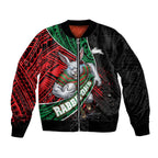 South Sydney Rabbitohs Rugby Bomber Jacket Tribal Polynesian Power Art - Lightning Mascot