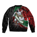 South Sydney Rabbitohs Rugby Bomber Jacket Tribal Polynesian Power Art - Lightning Mascot