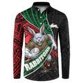 South Sydney Rabbitohs Rugby Button Sweatshirt Tribal Polynesian Power Art - Lightning Mascot
