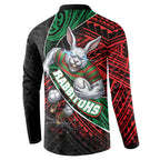 South Sydney Rabbitohs Rugby Button Sweatshirt Tribal Polynesian Power Art - Lightning Mascot
