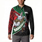 South Sydney Rabbitohs Rugby Button Sweatshirt Tribal Polynesian Power Art - Lightning Mascot