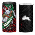 South Sydney Rabbitohs Rugby 4 in 1 Can Cooler Tumbler Tribal Polynesian Power Art - Lightning Mascot
