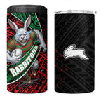 South Sydney Rabbitohs Rugby 4 in 1 Can Cooler Tumbler Tribal Polynesian Power Art - Lightning Mascot