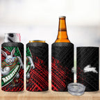 South Sydney Rabbitohs Rugby 4 in 1 Can Cooler Tumbler Tribal Polynesian Power Art - Lightning Mascot