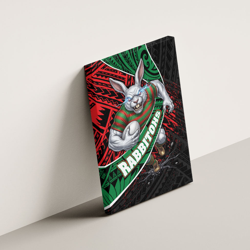 South Sydney Rabbitohs Rugby Canvas Wall Art Tribal Polynesian Power Art - Lightning Mascot