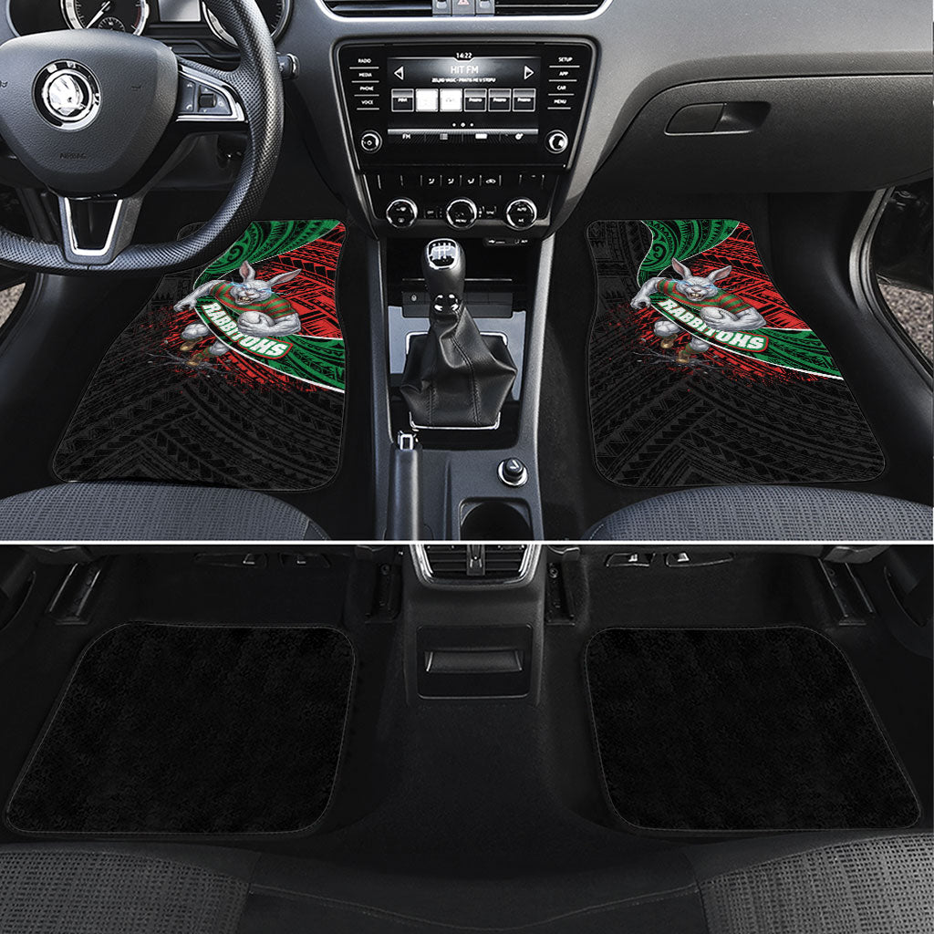 South Sydney Rabbitohs Rugby Car Mats Tribal Polynesian Power Art - Lightning Mascot
