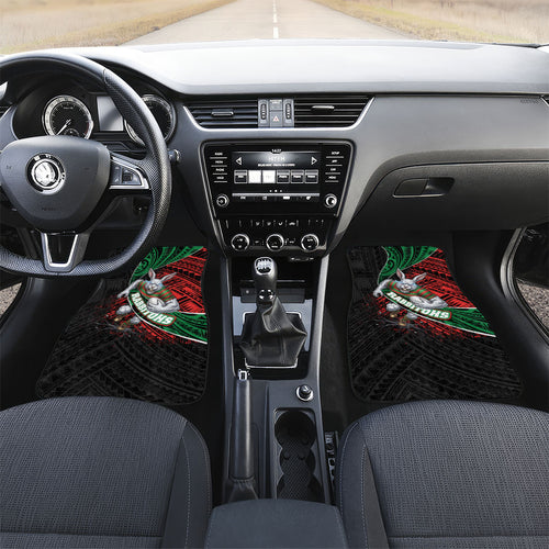South Sydney Rabbitohs Rugby Car Mats Tribal Polynesian Power Art - Lightning Mascot