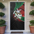 South Sydney Rabbitohs Rugby Door Cover Tribal Polynesian Power Art - Lightning Mascot