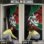 South Sydney Rabbitohs Rugby Door Cover Tribal Polynesian Power Art - Lightning Mascot