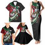 South Sydney Rabbitohs Rugby Family Matching Tank Maxi Dress and Hawaiian Shirt Tribal Polynesian Power Art - Lightning Mascot
