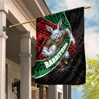 South Sydney Rabbitohs Rugby Garden Flag Tribal Polynesian Power Art - Lightning Mascot