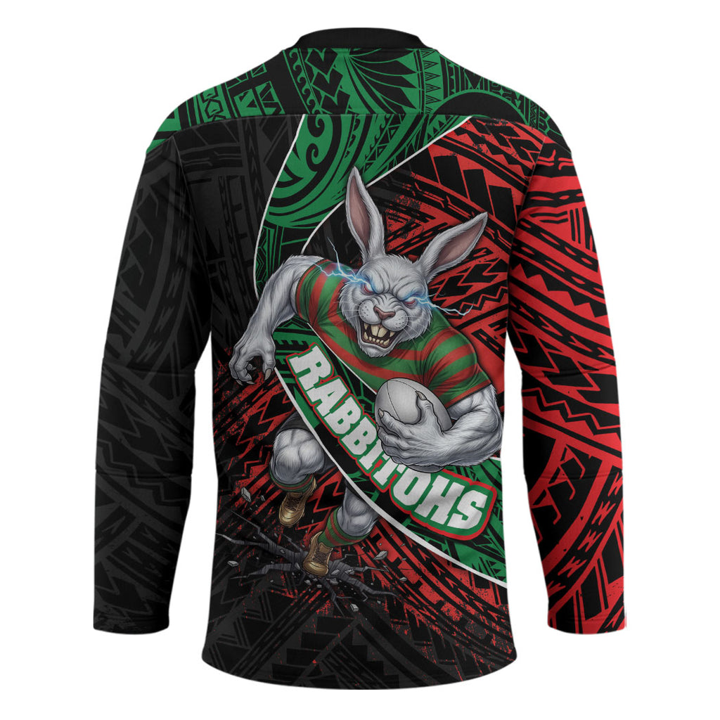 South Sydney Rabbitohs Rugby Hockey Jersey Tribal Polynesian Power Art - Lightning Mascot