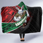 South Sydney Rabbitohs Rugby Hooded Blanket Tribal Polynesian Power Art - Lightning Mascot