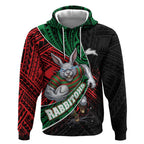 South Sydney Rabbitohs Rugby Hoodie Tribal Polynesian Power Art - Lightning Mascot