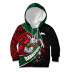 South Sydney Rabbitohs Rugby Kid Hoodie Tribal Polynesian Power Art - Lightning Mascot