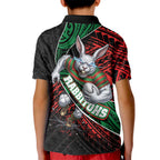 South Sydney Rabbitohs Rugby Kid Polo Shirt Tribal Polynesian Power Art - Lightning Mascot