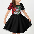 South Sydney Rabbitohs Rugby Kid Short Sleeve Dress Tribal Polynesian Power Art - Lightning Mascot