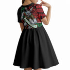 South Sydney Rabbitohs Rugby Kid Short Sleeve Dress Tribal Polynesian Power Art - Lightning Mascot