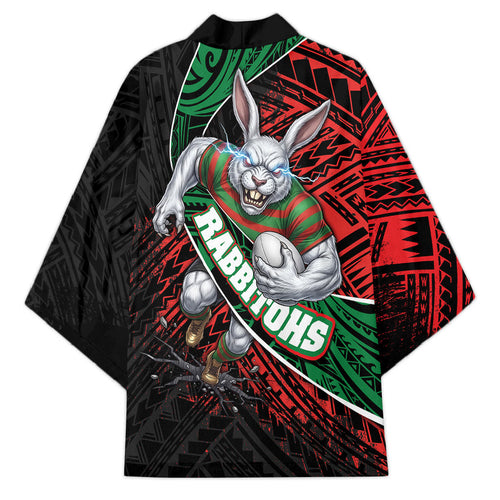 South Sydney Rabbitohs Rugby Kimono Tribal Polynesian Power Art - Lightning Mascot
