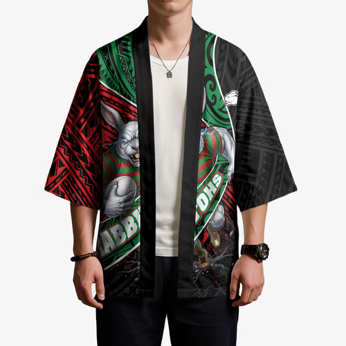 South Sydney Rabbitohs Rugby Kimono Tribal Polynesian Power Art - Lightning Mascot